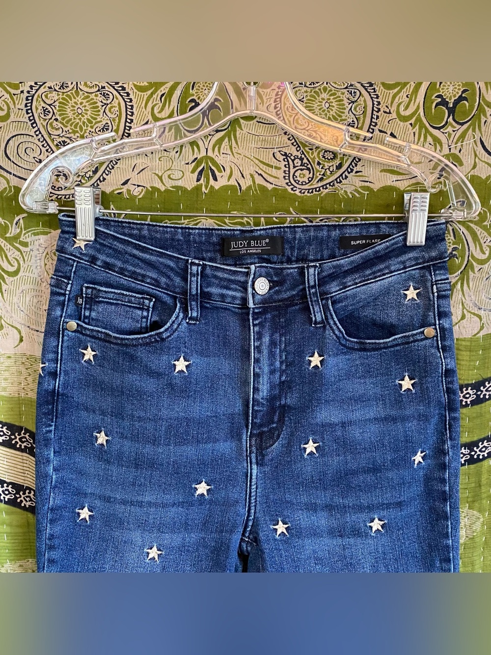 Judy Blue Embroidered Sabrina Star Super Flare Denim Jeans 28 California Casual - Picture 5 of 16